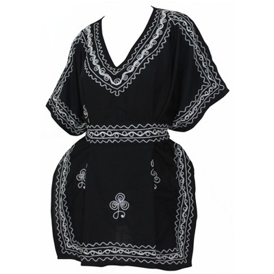 LA LEELA women's Vacation Casual Swim Holiday Beachwear Summer Beach Dress Short Front Tie Bathing Suit Cover Ups Large-X-Large Black, Solid