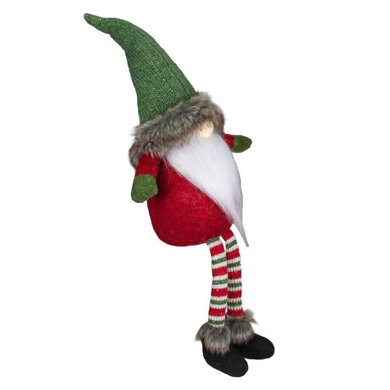 Northlight 25-Inch Plush Red and Green Sitting Tabletop Gnome Christmas Decoration, 4 of 6