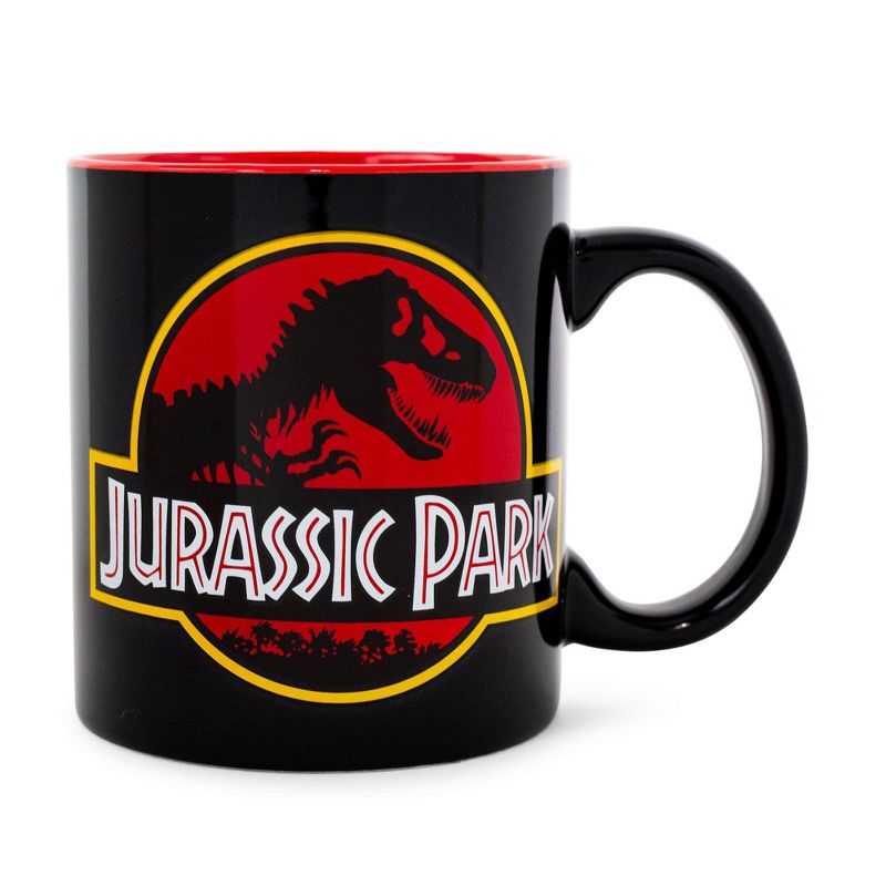 Silver Buffalo Jurassic Park Logo Black Ceramic Mug | Holds 20 Ounces, 1 of 7