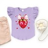 Coquette Strawberry Hearts Watercolor - Flutter Sleeve Graphic T-Shirt - 3 of 4