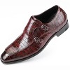 Santimon Mens Double Monk Strap Slip on Loafer Leather Formal Business Casual Dress Shoes Green - 2 of 4