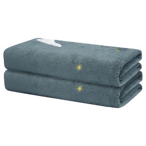 Unique Bargains Cotton Absorbent Quick Dry Lightweight Bath Towels for Bathroom 2 Packs - 1 of 4