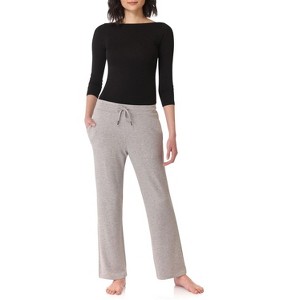Rekucci Women’s Soft Knit Straight Leg Loungewear Pants with Pockets – Mid-Rise, Drawstring Waist, Relaxed Fit - 1 of 3
