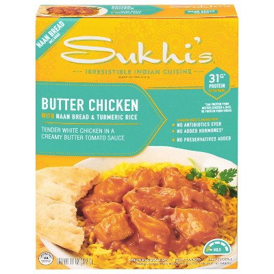Sukhi's Indian Butter Chicken Curry with Naan Bread & Turmeric Rice Frozen Meal - 11oz