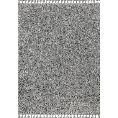 Charcoal Reversible Rectangular Shag Area Rug with Tassels