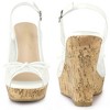 Perphy Women's Platform Heels Lace Bow Decor Slingback Wedge Sandals - 2 of 4
