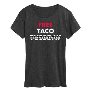 Women's - Instant Message - Free Taco Tuesday Short Sleeve Graphic T-Shirt - 1 of 4