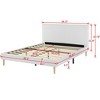 Gulches Queen Size Platform Bed Frame - Upholstered Headboard, Wood Slats Support White Spacious Under-Bed - 4 of 4
