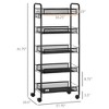 NicBex Mobile Kitchen Island Cart Metal Frame Kitchen Carts on Wheels with Storage, 5 Storage Baskets for Kitchen, Black - 2 of 4