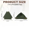 Unique Bargains PU Leather Anti-Slip Triangle Key Jewelry Valet Tray 6.7" x 6.7" 2 Pcs Dark Green - 2 of 4