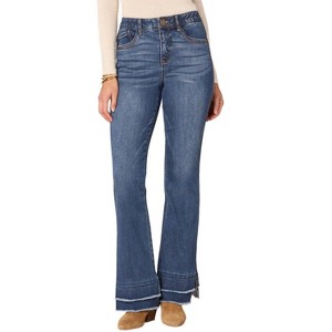 Women's High Rise Double Layer Hem Jeans - Democracy - 1 of 4
