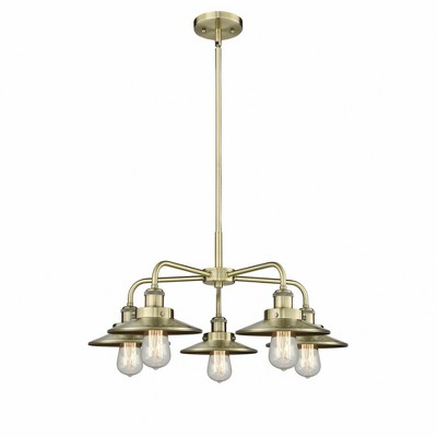 Ballston Urban - 5 Light Stem Hung Chandelier In Industrial Style-11 Inches Tall and 26 Inches Wide