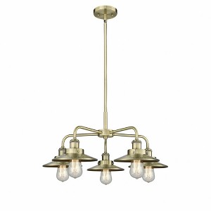 Ballston Urban - 5 Light Stem Hung Chandelier In Industrial Style-11 Inches Tall and 26 Inches Wide - 1 of 1