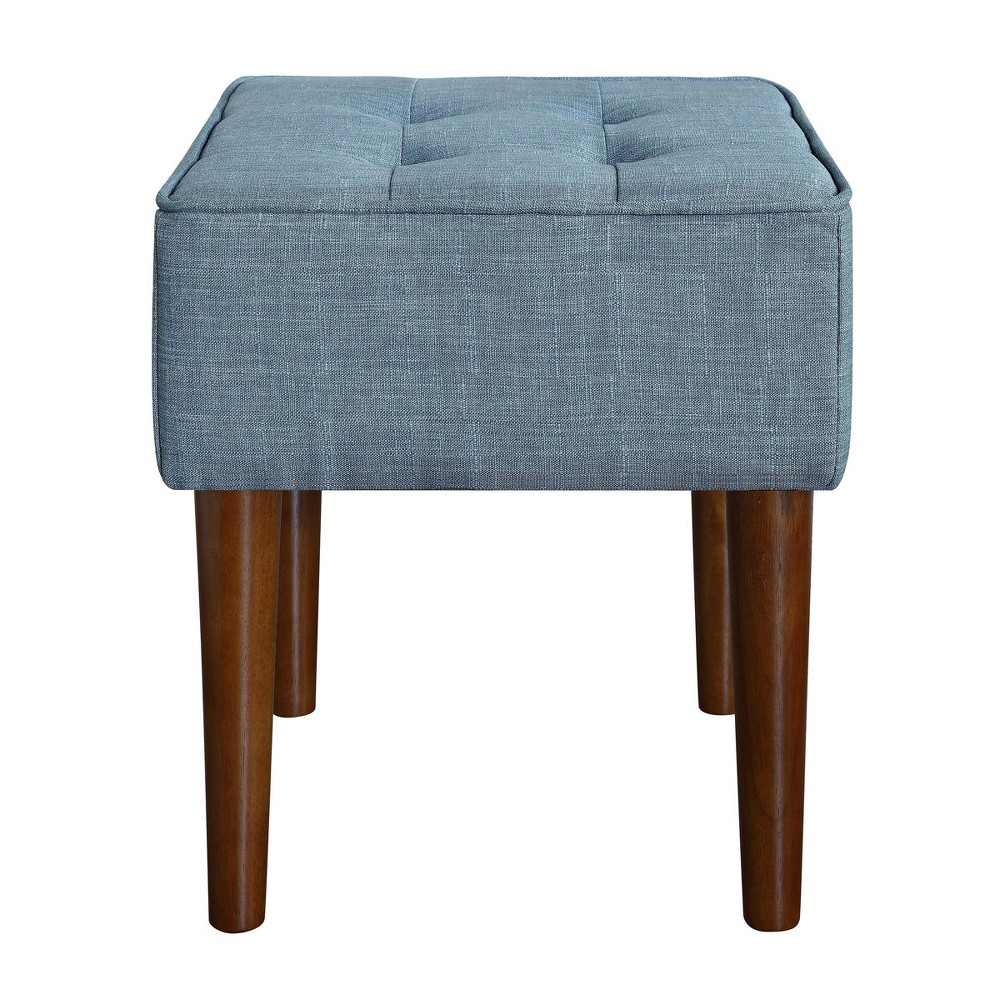 Aria Square Tufted Stool Blue - Adore Decor: Chic Charm, Polyester Upholstery, Wood Frame, 500lb Capacity