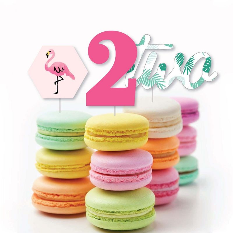 Big Dot of Happiness 2nd Birthday Pink Flamingo - Dessert Cupcake Toppers - Tropical Second Birthday Party Clear Treat Picks - Set of 24, 4 of 7