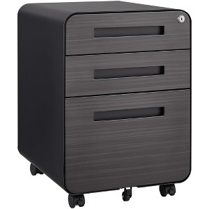 SEVOBAL Utility Storage Cabinet 3 Drawer Mobile File Cabinet with Hanging Bar for Office Use, Black, 21"*18"*24" - 1 of 4