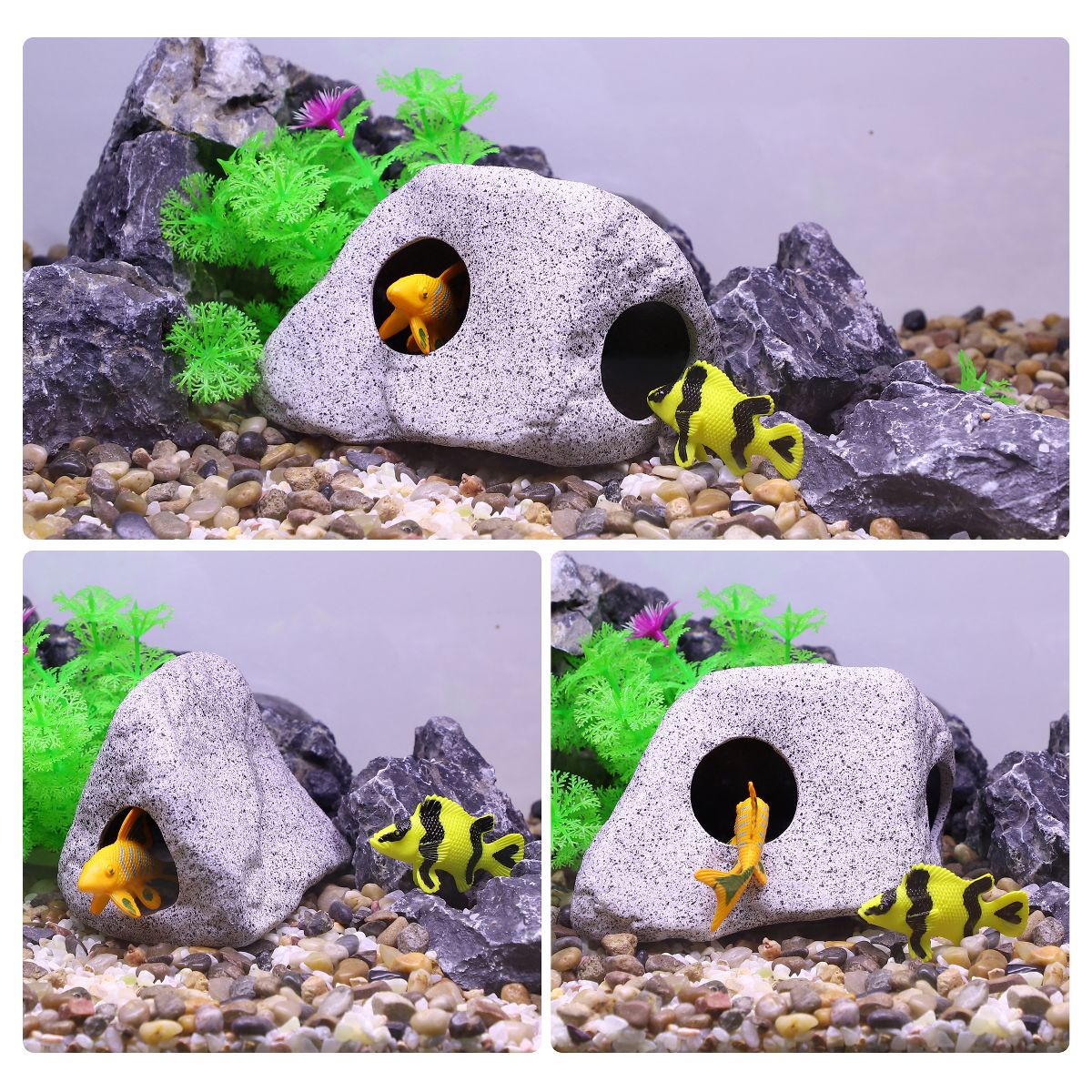 Unique Bargains Ceramic Aquarium Fish Tank Decoration Hideaway Rock Cave Gray 4.92x3.74x3.27 Inches - thumbnail 5