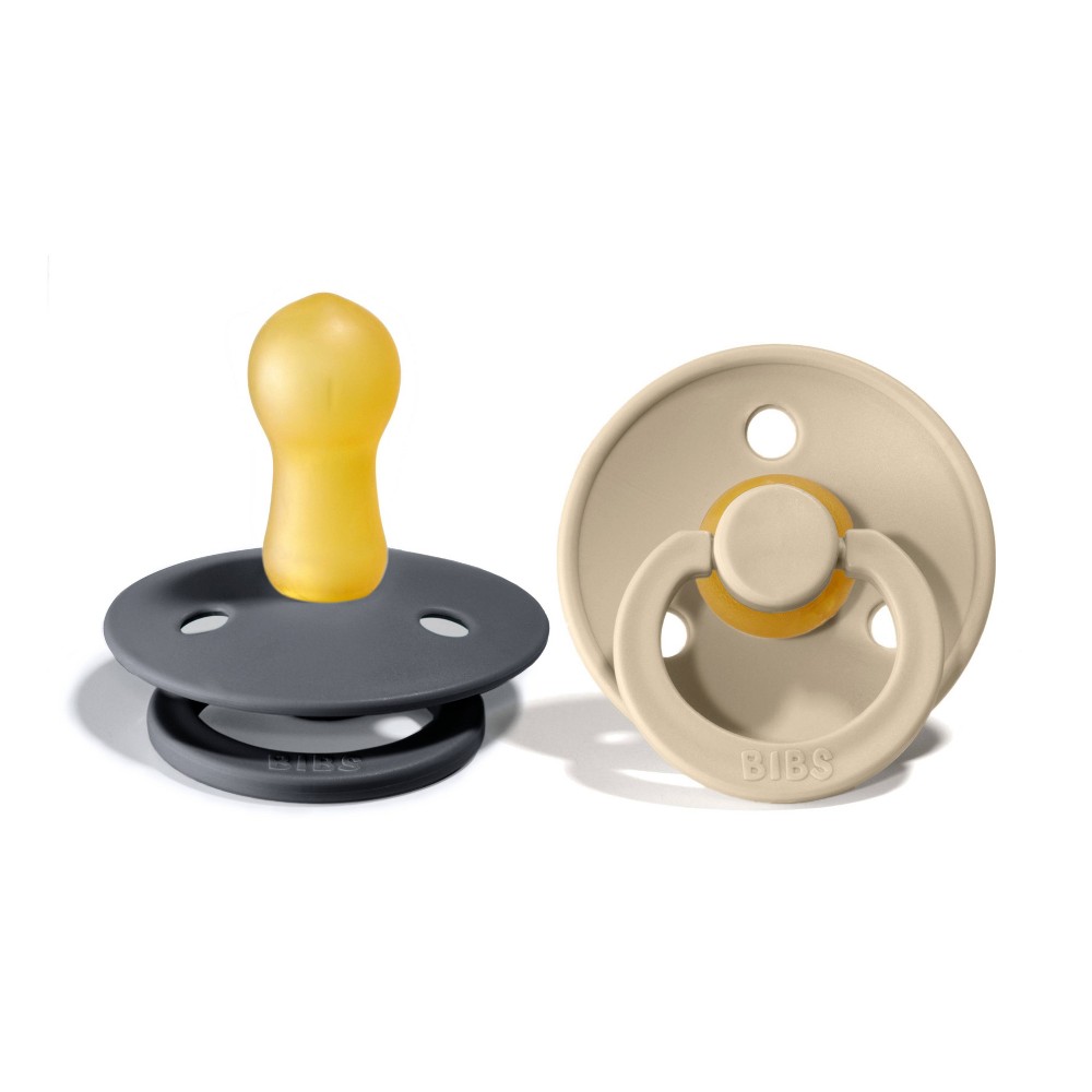 Bibs Colour Latex Pacifier - 6-18 Months - Size 2 - 2pk - Iron/Sand: Vents for Air Circulation, BPA-Free
