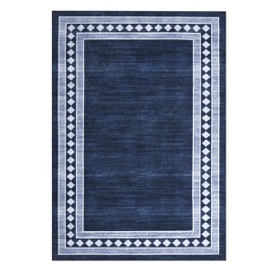 Modern Bordered Soft Carpet Mat Indoor Non Slip Machine Washable Area Rug - 1 of 4