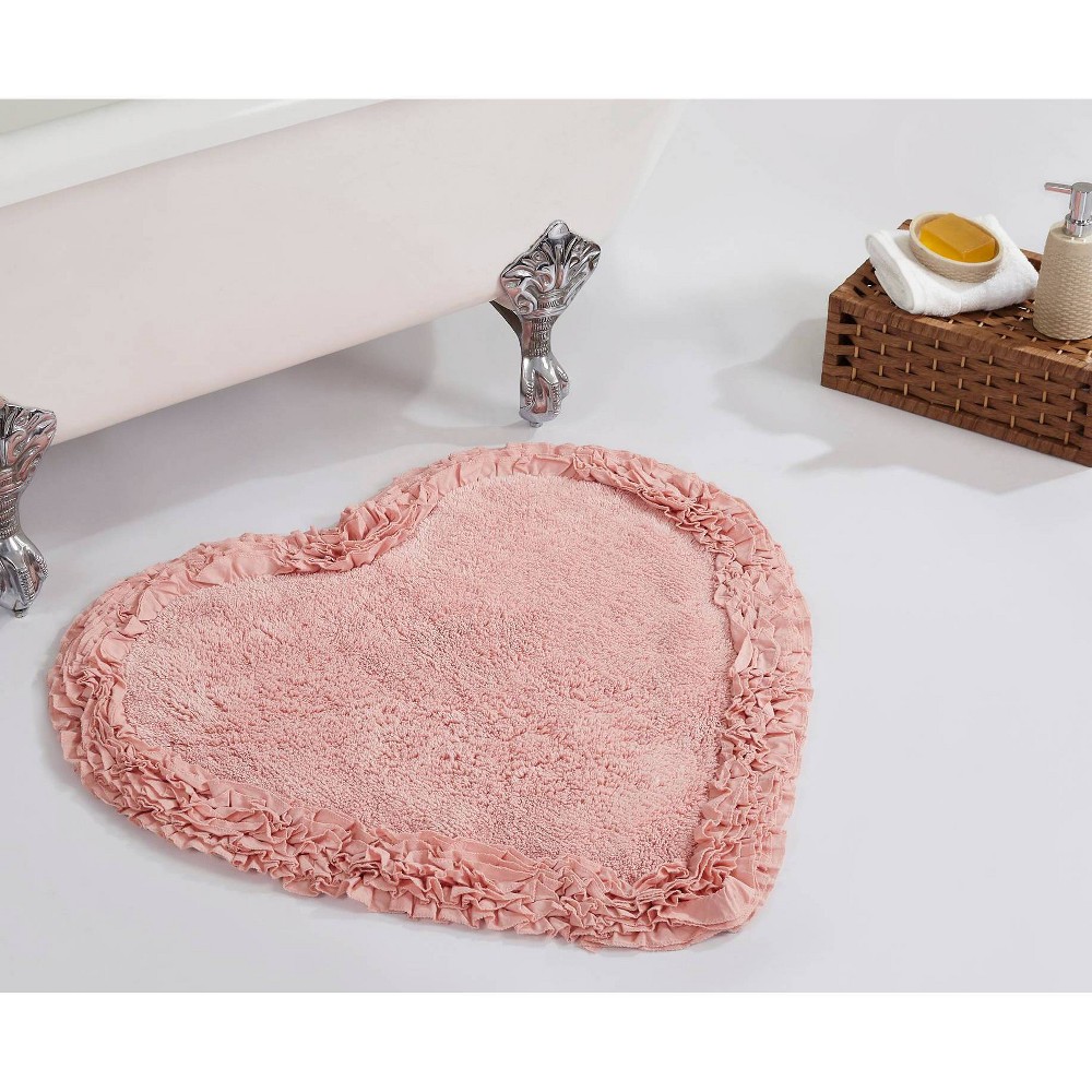  Heart Shaggy Border Collection Bath Rug Pink