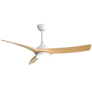 Wanze of Ocean 52 in. Modern Indoor White 3 Downrods Wood Grain Brown ABS Blades Downrod Mount Ceiling Fan with 3-Color LED Light - 1 of 4