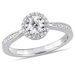 EVERLY JEWELRY | Sterling Silver 1/3 CT TW Diamond Halo Ring - 1 of 4
