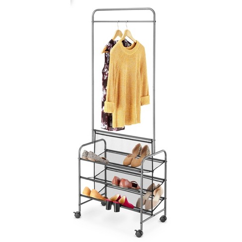 Whitmor - Black Dual-Sided 4-Tier Shoe Rack