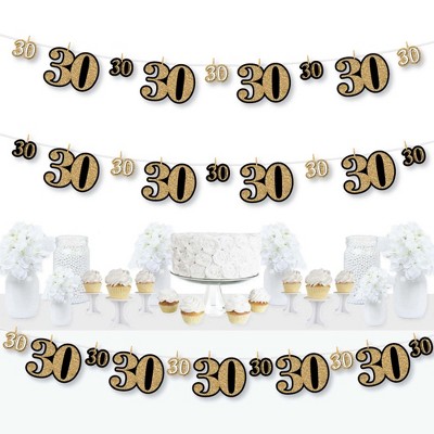 Big Dot of Happiness Adult 30th Birthday - Gold - Birthday Party DIY Decorations - Clothespin Garland Banner - 44 Pieces