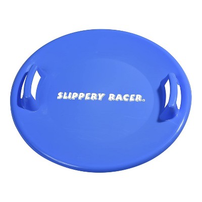 Slippery Racer Heavy-Duty Cold Resistant Downhill Pro Adults and Kids Plastic Outdoor Winter Saucer Disc Snow Sled with Handles, Blue