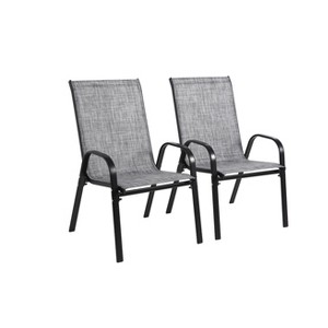 Sapphtopaz Outdoor Dining Chairs Steel Patio Chairs with Armrest High Backrest Breathable Fabric for Backyard, Patio, Pool, Lawn - 1 of 4