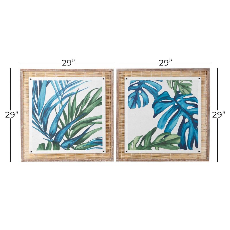 Dried Plant Leaf Framed Wall Art with Brown Frame Set of 2 Blue - Olivia &#38; May, 3 of 6