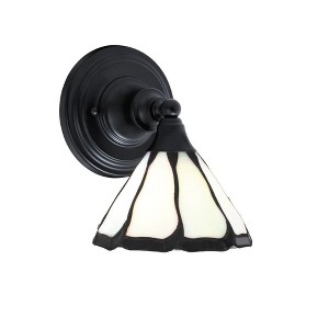 Toltec Lighting Any 1 - Light Sconce in  Matte Black with 7" Pearl & Black Flair Art Glass Shade - 1 of 1