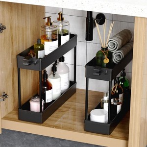 Hachikiko 4 Tier Slim Rolling Storage Cart - Narrow Bathroom Organizer Mobile Shelving Unit with Brake Wheels & Side Hoops - 1 of 4