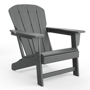 Outdoor Adirondack Chairs, HDPE Patio Chairs for All Weather, Heavy Duty Fire Pit Seating with Wide Armrests and Slatted Back - 1 of 4