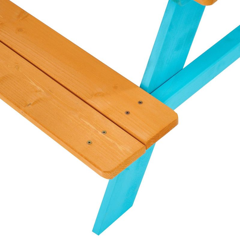 Kids&#39; Outdoor Wood Rectangle Picnic Table - Turquoise - Teamson Kids, 5 of 10