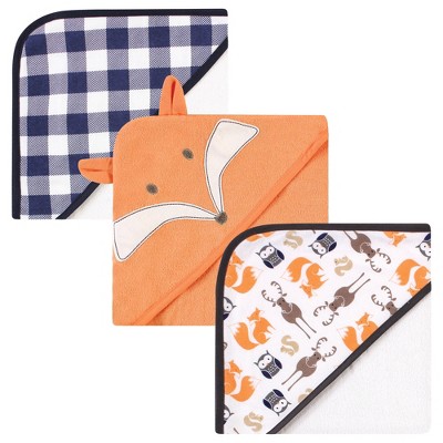 Hudson Baby Infant Boy Cotton Rich Hooded Towels, Fox, One Size