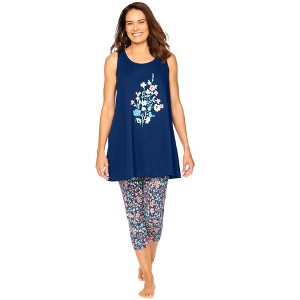 Dreams & Co. Scoopneck Tank & Capri Legging PJ Set - 1 of 4