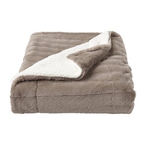 60"x70" Faux Fur Jacquard Throw Blanket Coffee Brown - Yorkshire Home - 1 of 4