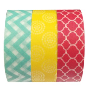 Wrapables Marrakech Trellis, Chevron & Circling Washi Tape, Set of 3 - 1 of 2