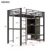 Twin Size Metal Loft Bed with Built-in Wardrobe, Desk, Shelves, Safety Guardrails and  Ladder, White/Black-ModernLuxe - 4 of 4