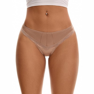 INSPIRE CHIC Women's Satin Silky Hipster Low Waisted Lace Trimmed Briefs
