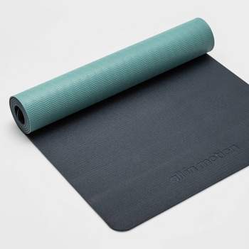 Gaiam Yoga Mat - Premium 5mm Solid Thick Non Slip Fitness Mat Brown and  Blue