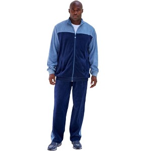 KingSize Men's Big & Tall Colorblock Velour Tracksuit - 1 of 4