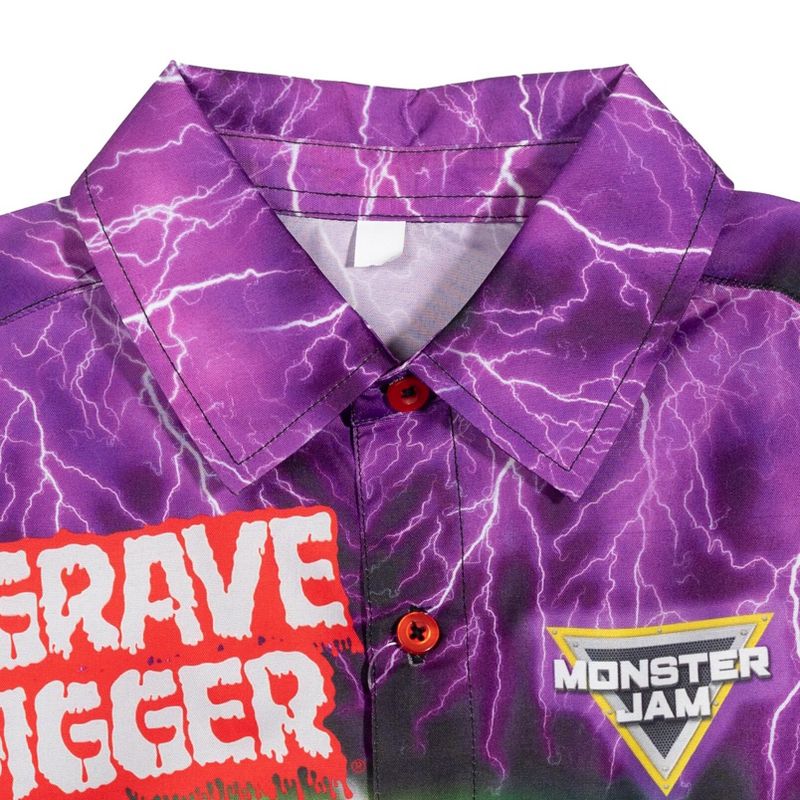 Monster Jam Trucks Grave Digger Short Sleeve Button Down Dress Shirt , 3 of 8