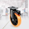 VEVOR Caster Wheels, 6-inch Swivel Plate Casters, Set of 4, with Security A/B Locking No Noise PVC Wheels, Heavy Duty 700 lbs Load Capacity,Orange - 2 of 4