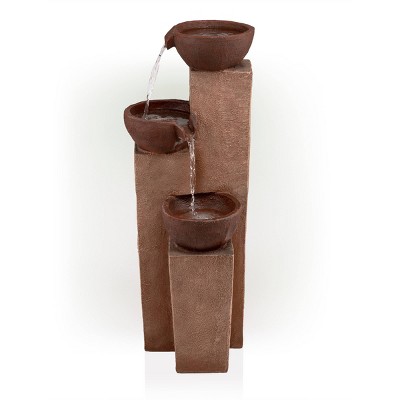 35" Rustic Bronze Polystone and Fiberglass 3-Tier Outdoor Fountain