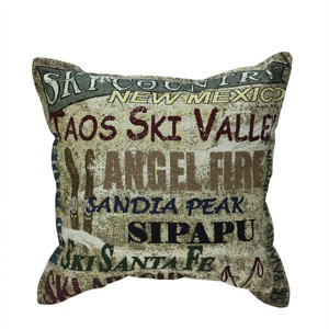 Simply Home 17" New Mexico Ski Country Tapestry Accent Indoor Throw Pillow - Green/Brown - 1 of 1