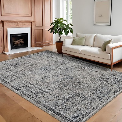 Vintage Area Rug – Stain-Resistant Non-Shedding Non-Slip Soft Carpet for Bedroom Dining Room Home Office Low Pile.