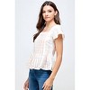 Women's Square Neck Multi Color Stripe Ruffle Hem Top - EN CREME - 4 of 4