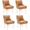 SEYNAR Modern Glam PU Leather Dining Chair or Vanity Chair Set of 4 with Rear Handle - 2 of 4